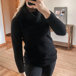 The Group Babaton Black Knit Cowl Neck Quarter Sleeve Wool Cashmere Sweater M